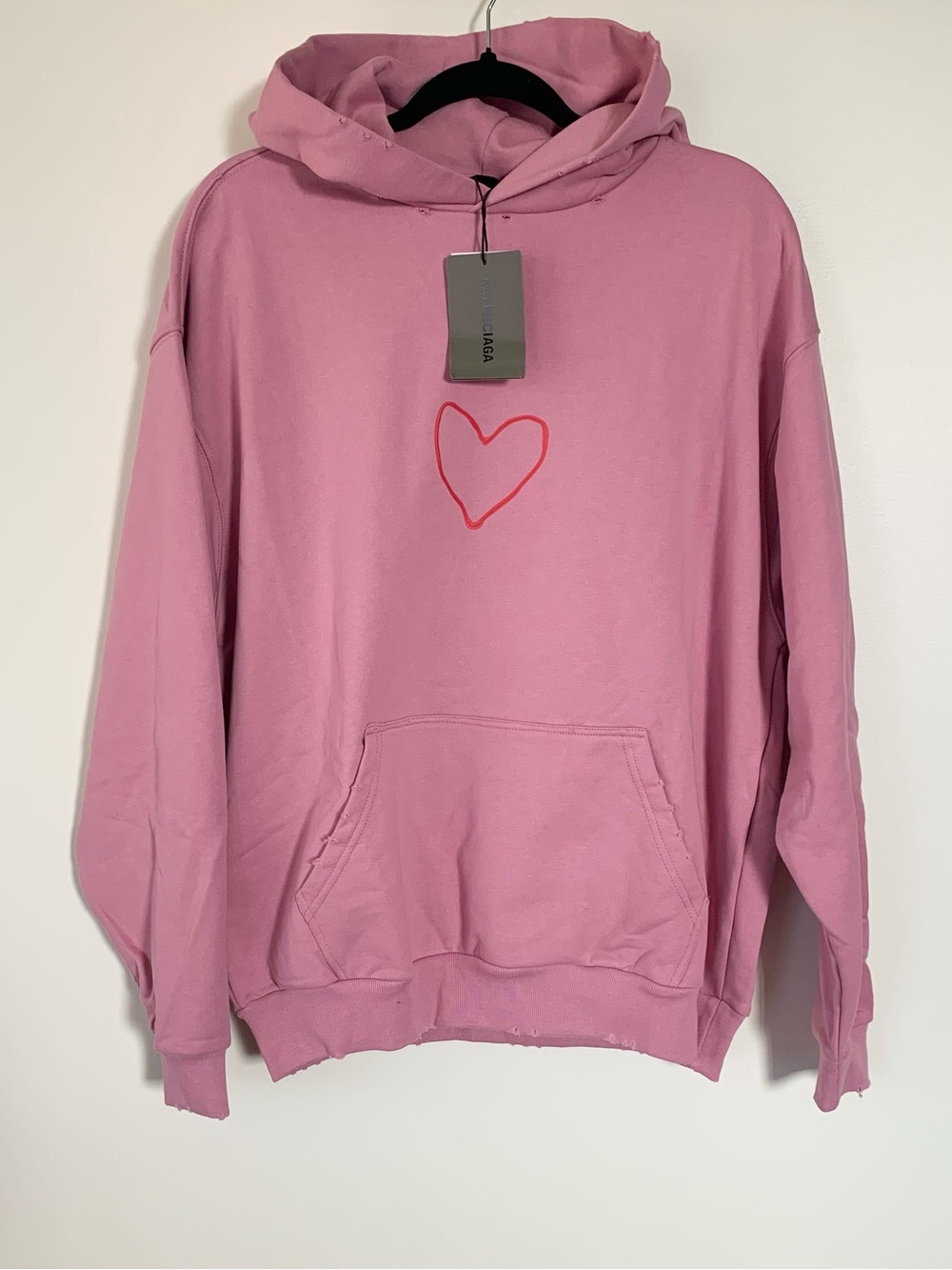 Balenciaga pink lovey hoodie unisex oversize Sweatshirt Size XS/ NWT